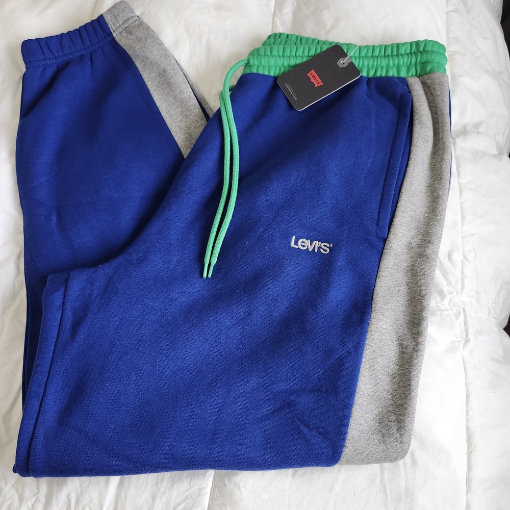 Levis Joggers Sweatpants Mens XXL Colorblock Blue Green Gray Pants NEW NWT
